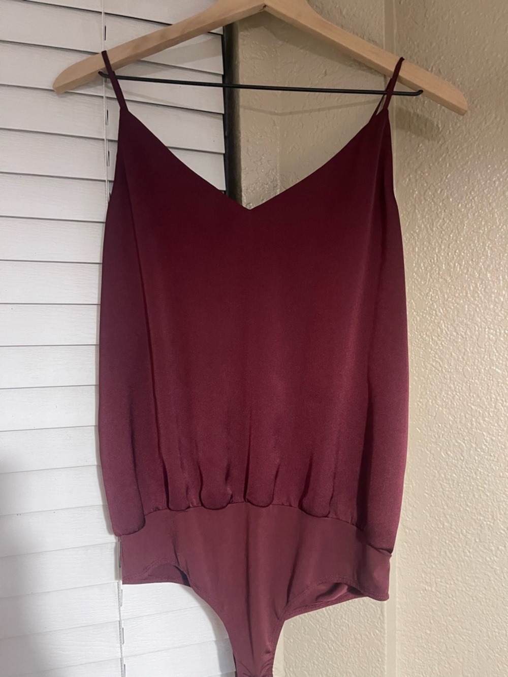 Altar’d State Burgundy V-Neck Spaghetti Strap Bodysuit